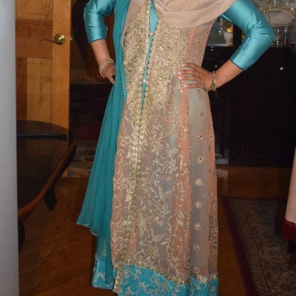 Dresses & Skirts - Indian/Pakistani Pink Chiffon Anarkali/ Gown